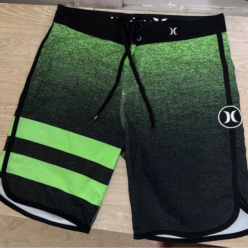 Hurley Black and Neon Green Swimwear